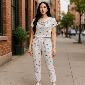 90s Over The Rainbow Novelty Print 2-Piece Loungewear Set - Size M